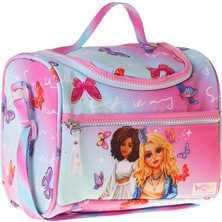Wow Generation Kız Çocuk Butterfly Baskılı Isı Yalıtımlı Okul Beslenme Çantası (Turkuaz - Pembe) - W6076