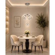 Gusto Lighting Nadya Tek Toplu Modern Sarkıt Avize ,krom Sarkıt Power LED Avize, 3 Renk Yanabilen LED Avize,
