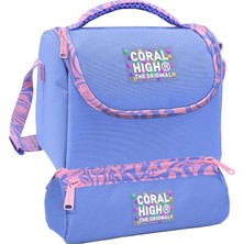 Coral High Beslenme Çantası ve Üç Gözlü Kalemlik Seti - Mor Dalga Desenli Kız Çocuk 37127