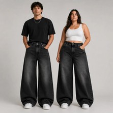 St.Poll Eskitme Yıkamalı Unisex Büyük Beden Baggy Jean Pantolon