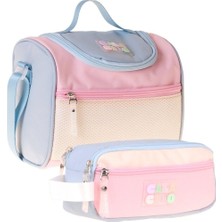 Calacilo Cloudy Pembe Mavi Renkli Kız Çocuk Pembe - Mavi Renk Beslenme Çantası ve Kalemlik Seti - SETCC-C4087