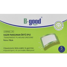 B-good Şeffaf Hazır Pansuman Örtüsü 9x15 cm Hipoalerjenik Su Geçirmez 5'li Paket