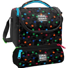 Coral High Beslenme Çantası ve Üç Gözlü Kalemlik Seti - Siyah Petek Desenli Erkek Çocuk 37110