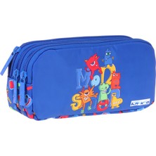 Kaukko Kids Moster Baskılı Mavi Erkek Çocuk Okul Kalemliği Kalem Çantası - L5406