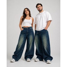 St.Poll Eskitme Yıkamalı Unisex Büyük Beden Baggy Jean Pantolon