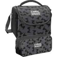 Coral High Siyah Yarasa Desenli Erkek Çocuk Beslenme ve Kalem Çantası Seti (37144+31044)