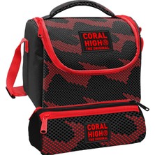 Coral High Beslenme Çantası ve Üç Gözlü Kalemlik Seti - Siyah Kırmızı Nokta Desenli Erkek Çocuk 37133