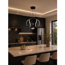 Gusto Lighting Elsa Tek Top LED Sarkıt Avize,siyah,3 Renk Yanabilen LED Avize, Modern Salon Oda LED Avize