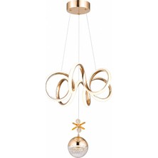 Gusto Lighting Laura Tek Top LED Sarkıt Avize,gold,3 Renk Yanabilen LED Avize, Modern Salon Oda LED Avize