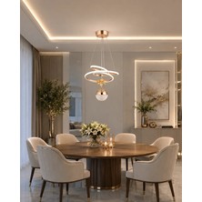 Gusto Lighting Parla Tek Top LED Sarkıt Avize,gold,3 Renk Yanabilen LED Avize, Modern Salon Oda LED Avize