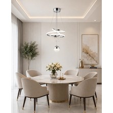 Gusto Lighting Parla Tek Top LED Sarkıt Avize,krom,3 Renk Yanabilen LED Avize, Modern Salon Oda LED Avize