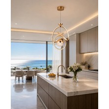 Gusto Lighting Sirius Tek Top LED Sarkıt Avize,gold,3 Renk Yanabilen LED Avize, Modern Salon Oda LED Avize