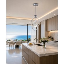 Gusto Lighting Sirius Tek Top LED Sarkıt Avize,krom,3 Renk Yanabilen LED Avize, Modern Salon Oda LED Avize