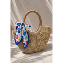İmaj Butik Saks Mavi Çiçek Desenli Bandana