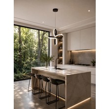 Gusto Lighting Lily Tek Top LED Sarkıt Avize,siyah,3 Renk Yanabilen LED Avize, Modern Salon Oda LED Avize