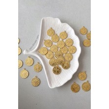 Hobi Dünyası Evim 10 Gram Yandan Delikli Tuğralı 20 mm A Kalite Pulsan Pul Oya Pulu Mendil Bandana Takı Pulu Plastik Boncuk - Renk : Gold