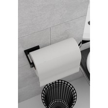 Metal Siyah Kağıt Rulo Havluluk Peçetelik, Yapışkanlı Tasarım Banyo Askısı