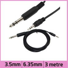 Ti-mesh 3 Metre 6.35 mm TRS Stereo Erkek 3.5 mm AUX Ses Kablosu Siyah Dayanıklı Tasarım