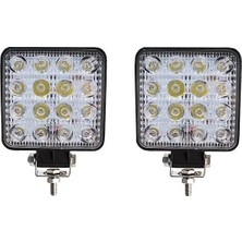 Forza Beyaz Işık 16 LED Kare Sis Farı Lambası 12-24 V Metal Gövde 2 Adet