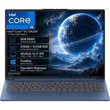 Lenovo Ideapad Slim 3 15IRH10 83K10062TR-01 Intel Core I5-13420H 8gb Ddr5 256GB+512GB SSD Wuxga 15.3" IPS 60Hz Freedos Taşınabilir Bilgisayar