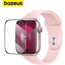 Ivoomi Baseus Apple Watch 45MM Kolay Takma Aparatlı Ekran Koruyucu Kavisli Tam Kaplama - Series 7 / 8 / 9