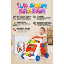Farbu Oyuncak Sesli 3 Dil Seçenekli 2'si 1 Arada Oyuncak Ilk Adım Arabası ve Eğitici Aktivite Oyun Merkezi
