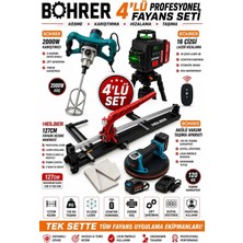 Böhrer BA011335 4'lü Profesyonel Fayans Döşeme ve Seramik Kesme Seti 127 cm Fayans Kesici 16 Çizgi 4