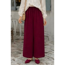 İmaj Butik Bordo Bol Paça Ayrobin Pantolon