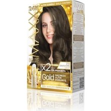 Terletmez Shop Maxx Deluxe Serisi 24K Altın Parçacıklı Serum ile 1 Kutu 2 x 50 ml ve Geliştiriciler Saç Boyası (Yoğun Küllü Kumral 7.11)