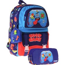 Kaukko Kids Good Game Lacivert - Kırmızı Erkek Çocuk Ilkokul Sırt Çantası ve Kalem Çantası Seti - SETKK-L5389C