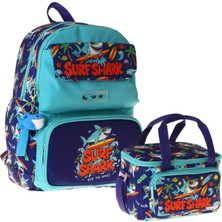 Kaukko Kids Surf Erkek Çocuk Yeşil - Lacivert Ilkokul Sırt Çantası ve Beslenme Çanta Seti - SETKK-L5354B