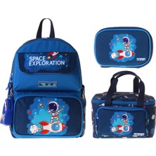 Kaukko Kids Space(Lacivert Renk) Erkek Çocuk Üçlü Ilkokul Okul Çantası Seti/takımı - SETKK-L5364D
