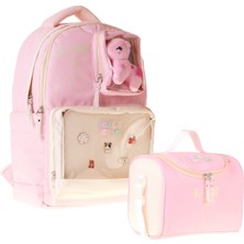 Calacilo Kız Çocuk Ilkokul Sırt Çantası ve Beslenme Seti - K-Pop Pink Pembe Peluş Aksesuarlı Pembe SETCC-C4107B