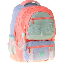 Kaukko Beş Gözlü Mesh Salmon Kız Çocuk Pembe - Yeşil Okul ve Günlük Sırt Çantası - K1853