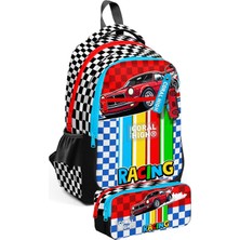 Coral High Kırmızı Racing Araba Baskılı Erkek Çocuk Ilkokul Sırt Çantası ve Kalem Çantası Seti - SETYGN33257C