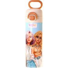 Wow Generation 520 ml Friends Baskılı Pembe Kız Çocuk Çelik Termos Matara (Çift Içim Kilitli Kapak) - W6057