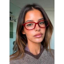 SUN PEARL Rosso Bordo Cat Eye Formlu Mavi Işık Korumalı Kadın Gözlük Popüler Şeffaf Ekran Gözlüğü