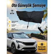 Ufak Tefek Şeyler Peugeot 3008 Universal Araç Içi Ön Cam Katlanabilir Güneşlik Şemsiye Siyah UV Koruma Özellikli