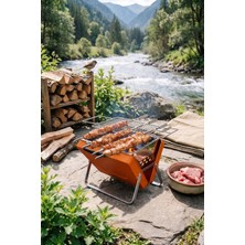 Katlanabilir Kolay Taşınabilir Çanta Şeklinde Portatif Mangal Bbq Turuncu