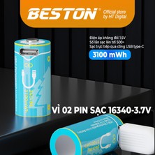 Beston 16340 Şarj Edilebilir Lityum Piller (2'li Paket) 3,7V 3100MWH