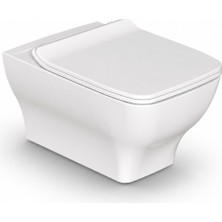 Dura Bagno Petra Kare Asma Klozet Rimless 54 cm Yavaş Kapanır Kapak Dahil Beyaz | Dbo.36.01.03.01