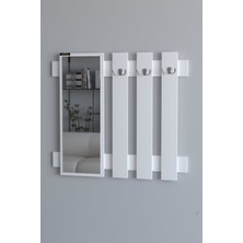 Remaks Hook Beyaz Aynalı Vestiyer Portmanto 90 cm En 80 cm Yükseklik Modern Tasarım