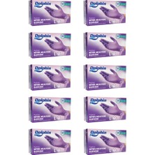 Dolphin Lila Nitril Muayene Eldiveni L Beden 100 Adet x 10 Paket - Mdr