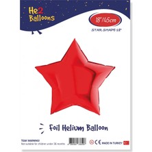 Party Country 18" 45 cm Yıldız Folyo Balon -Kırmızı-