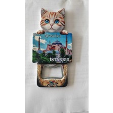 Party Country Istanbul Hatırası Kedi Resimli Magnet Açacak Boy:10 cm En: 5 cm