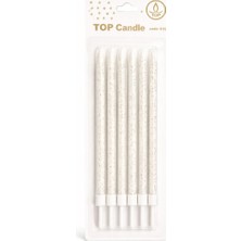 Party Country Simli D. Günü Mum Seti 15CM 6lı -Gümüş-
