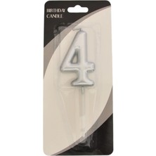 Party Country Rakam Mum 7 cm -Gümüş 4-