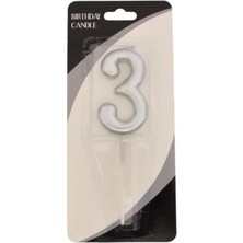 Party Country Rakam Mum 7 cm -Gümüş 3-