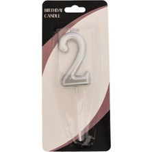 Party Country Rakam Mum 7 cm -Gümüş 2-
