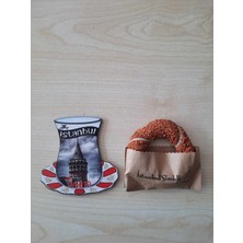 Party Country Dekoratif Simit ve Cay Bardağı Magnet Ölçü: Simit Çap 8 Cm, Cay Bardağı: Boy: 8 cm En: 8,5 cm
